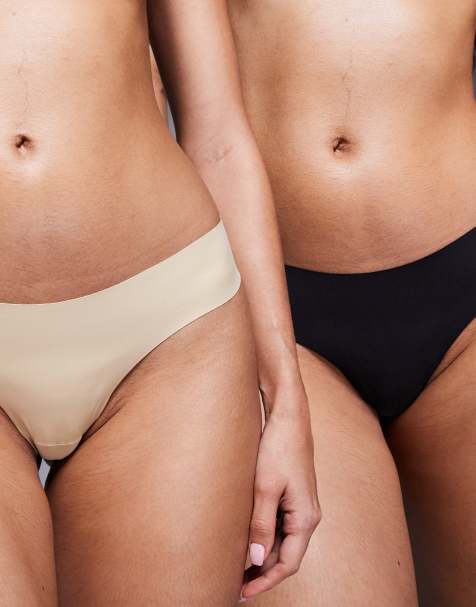 Bye Bra – 2er-Pack unsichtbare Tangas in Schwarz und Beige - view 1