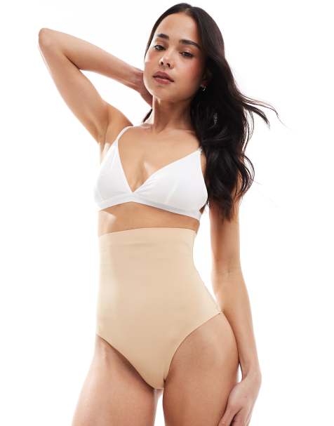 Bye Bra invisible high waist shaping thong in beige - BEIGE