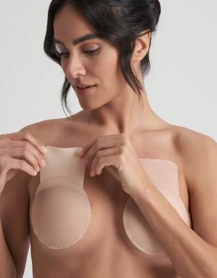 Reggiseni Push-Up Adesivi Donna (2 Pezzi) + 5 Paia Copricapezzoli Riutilizzabili - Silicone, Senza Spalline, Invisibile Per Abiti Scollati - 3