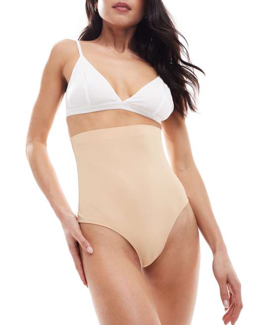 Bye Bra invisible high waist shaping lingerie thong in beige, 4 of 4