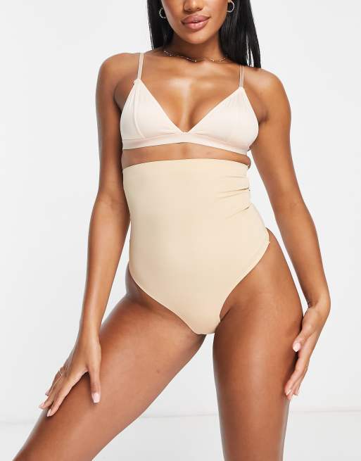 Bye Bra invisible high waist shaping thong in beige