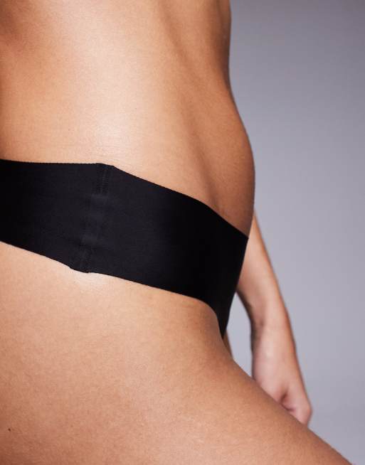 Bye Bra invisible no VPL smoothing 2 pack thong in black and beige, 4 of 4