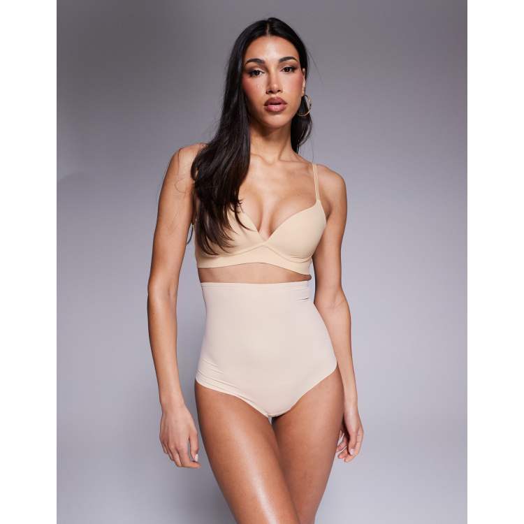 Bye Bra Perizoma modellante molto forte a vita alta beige ASOS