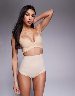 Bye Bra Push Up Padded Plunge Wire Free Smoothing Bra In Neutral