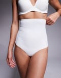 [Bye Bra] Bye Bra sculpting high waist shaping lingerie thong in ivory-White L IVORY