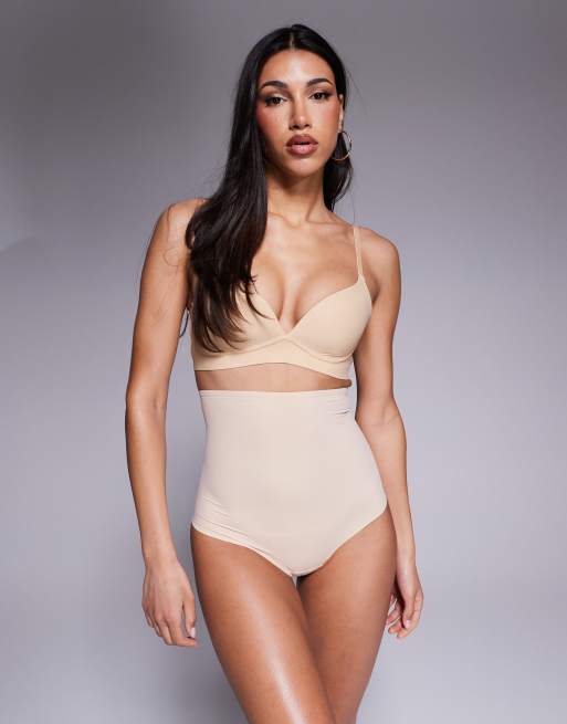 Sculpting High Waist Thong by Bye Bra, Beige, Shapewear Briefs