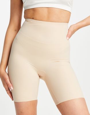 Bye Bra - Sehr stark formende Kontur-Shorts in Beige mit hohem Bund-Neutral