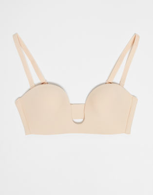 Bye Bra - Trägerloser BH in Beige mit tiefem Ausschnitt-Neutral