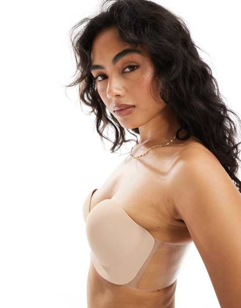 Bye Bra – Trägerloser und rückenfreier Klebe-BH in Beige mit transparenten Seitenflügeln - view 1