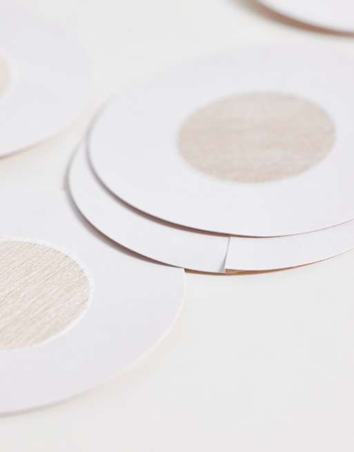 Bye Bra X Nude Intimates stick on satin nipple covers in beige, 2 of 3