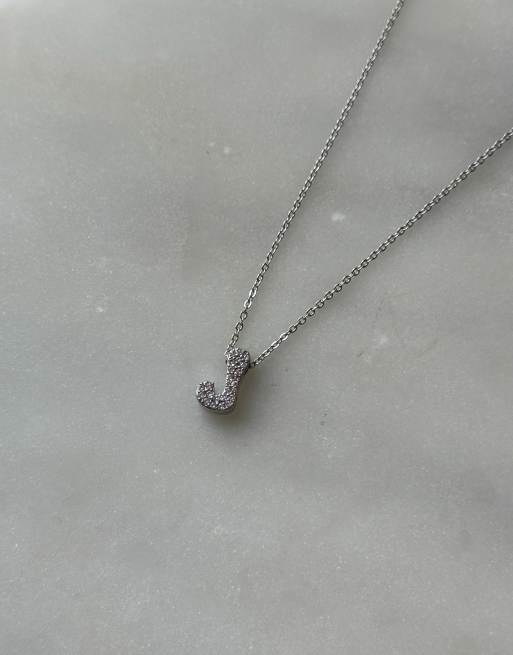  Bymehshake Bubble Letter Necklace Letter 'J' Silver