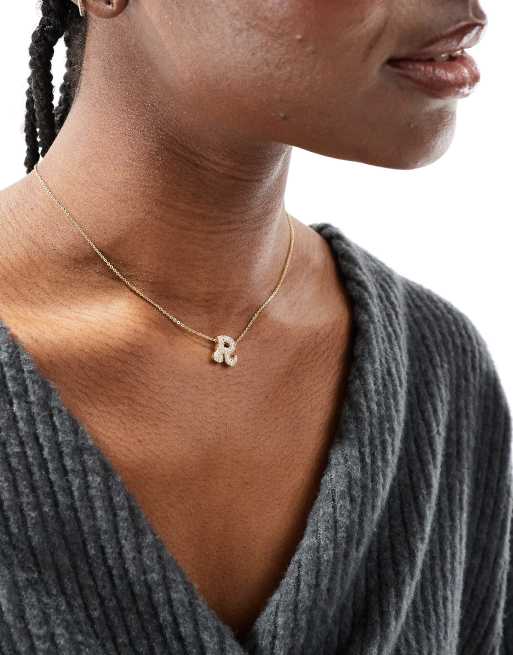 Bymehshake Bubble Letter Necklace Letter 'R' Gold