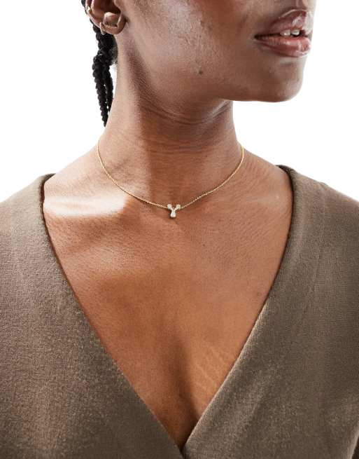 Bymehshake Bubble Letter Necklace Letter 'Y' Gold