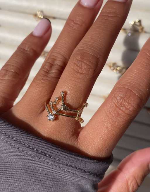  Bymehshake Virgo Constellation Star Sign Ring Gold