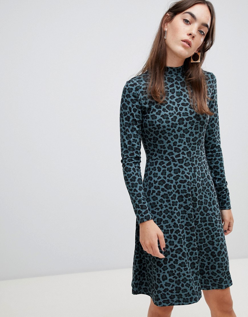 b.Young - Hoogsluitende jurk in luipaardprint-Multi
