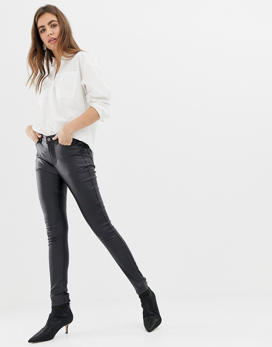 b.Young - Jeans met hoogglanzende coating-Zwart