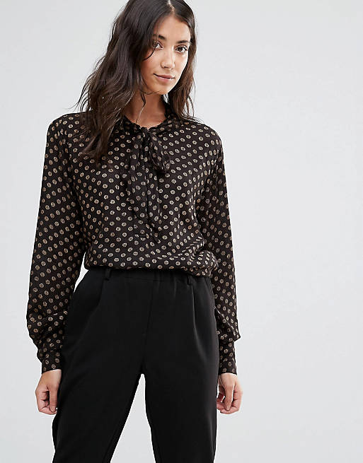 b.Young Pussy Bow Blouse with Gold Spots | ASOS