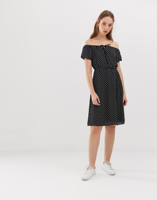 Spotty bardot dress store