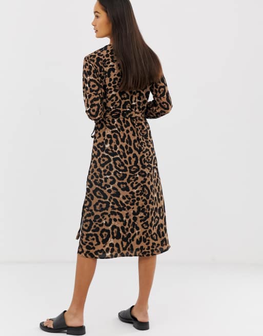 b.Young - Vestito a portafoglio con stampa leopardata, 2 di 4