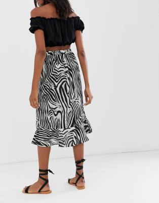 zebra print midi skirt