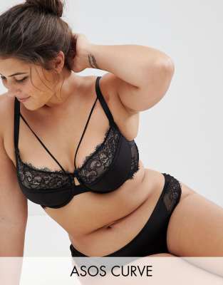 фото Бюстгальтер на косточках из микрофибры и кружева asos curve veda-черный