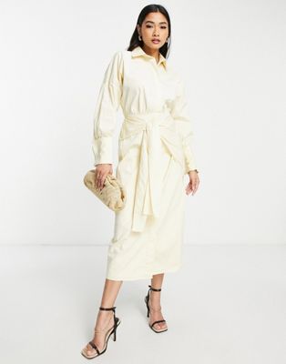 C/MEO Adelina wrap front shirt dress in yellow