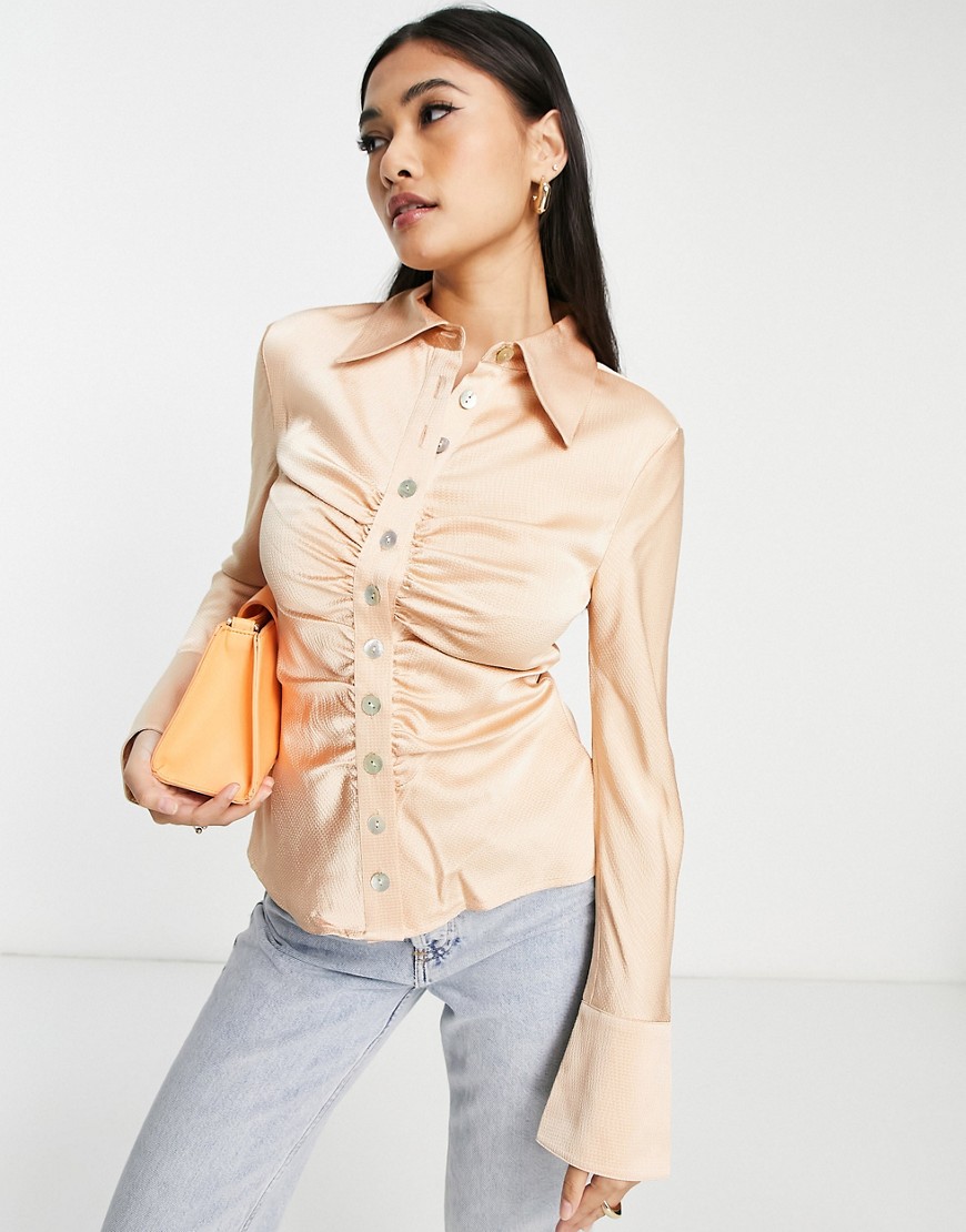 C/MEO By My Side satin ruched front blouse co-ord in pink