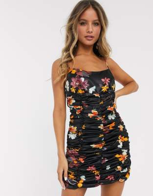 black floral mini dress