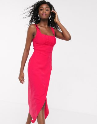 Fuschia pink midi outlet dress