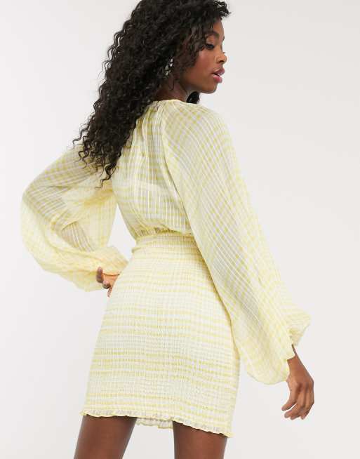 C/Meo Collective Stealing Sunshine check mini dress in yellow