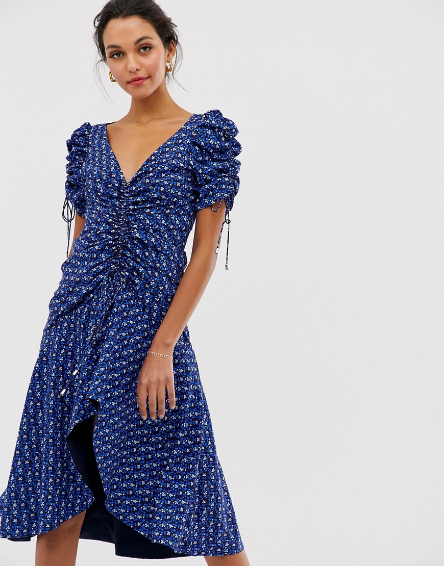 C/Meo Collective - Vrolijke midi-jurk met bloemetjesprint-Blauw