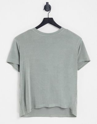 C/MEO Falling For slinky power shoulder top in sage