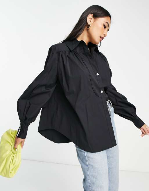C/MEO Feel So Lucky volume sleeve shirt in black
