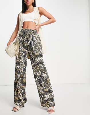 C/MEO Collective One And Only paisley wide leg pants in charcoal - ASOS Price Checker