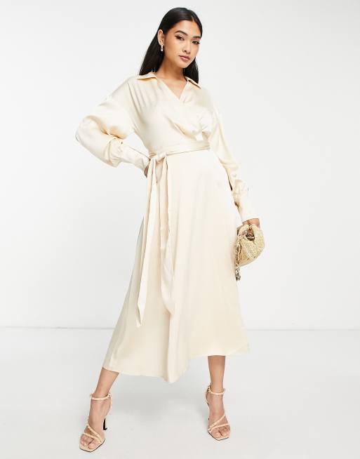 Cream sales wrap dress