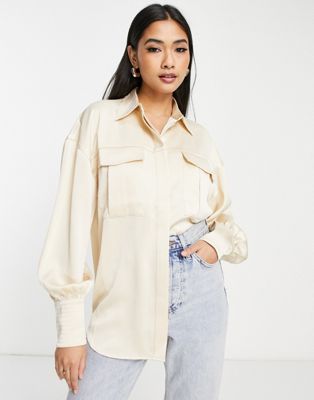 C/MEO Right There utilty pocket shirt in cream