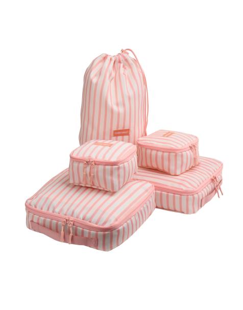 Cabin Max - Classic - Set di 5 cubi da viaggio rosa a righe - view 1
