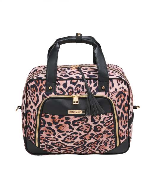 Cabin Max - Vela - Borsone sotto sedile da 24 litri con stampa leopardata dorata da 40 x 30 x 20 cm, 2 di 6