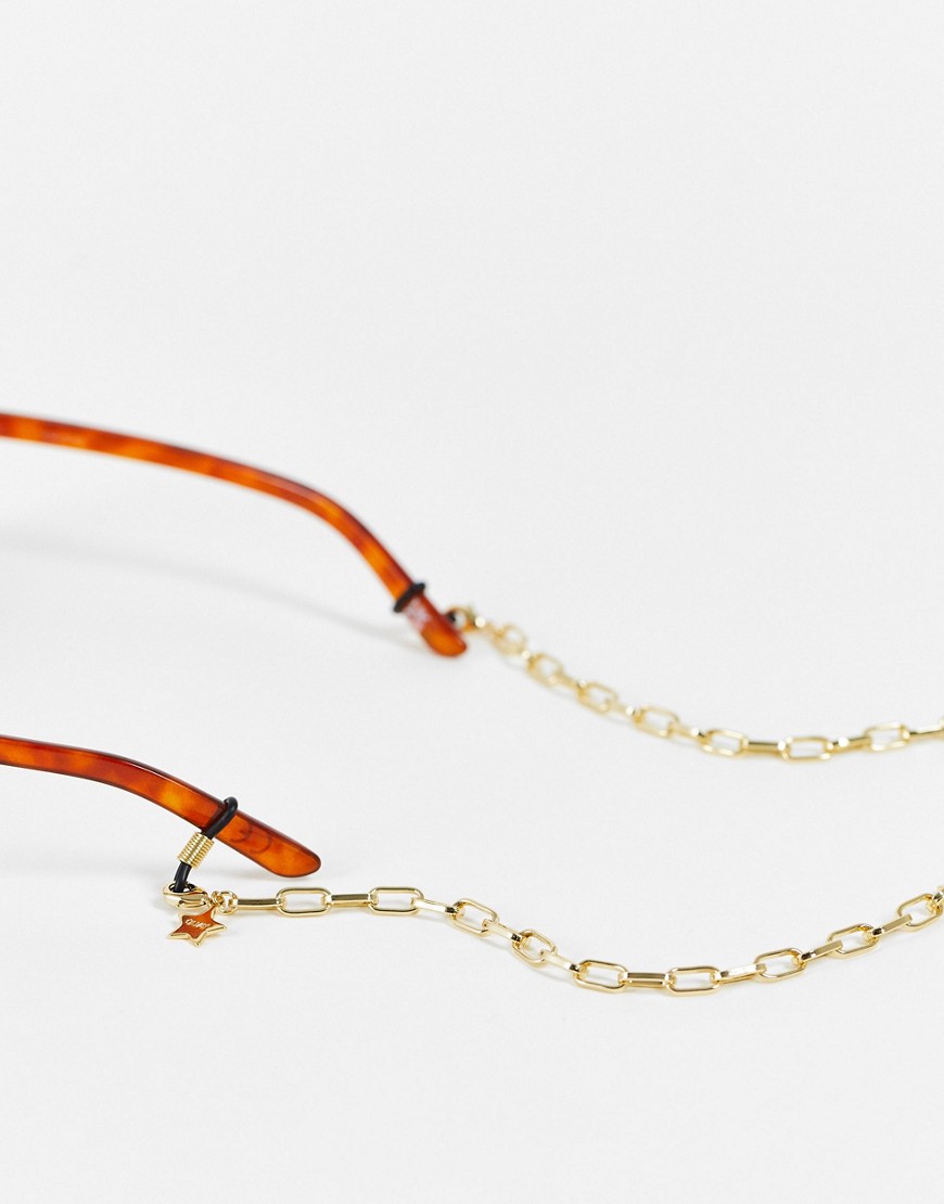 cadena de gafas de sol dorada box link de quay-dorado