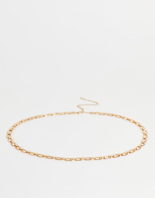 Cadena dorada para cintura y cadera con eslabones cuadrados de ASOS DESIGN 