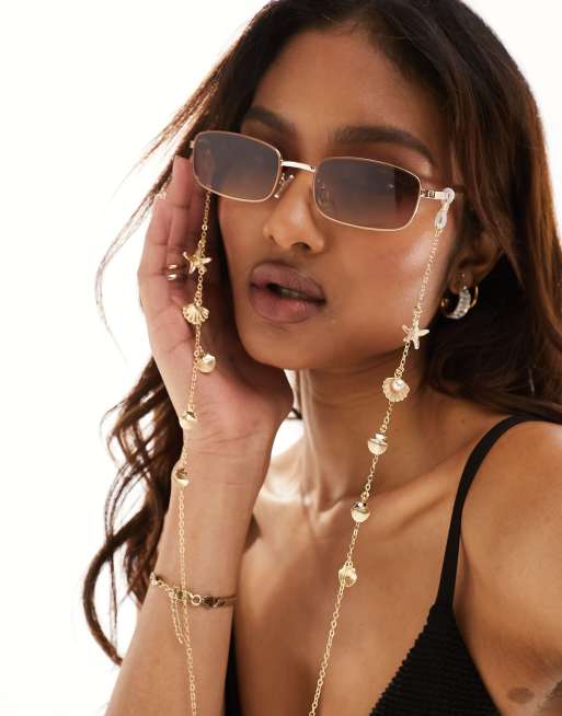 Cadena para gafas de sol con adornos de conchas y estrellas de mar de South Beach 