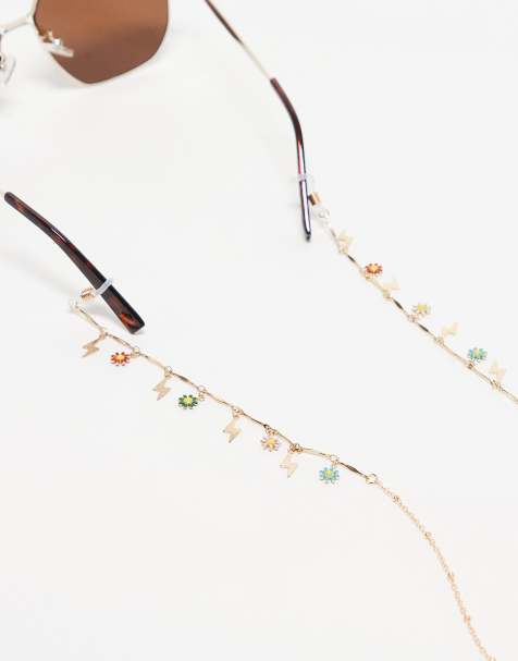 Cadena para gafas de sol dorada con charms de flores de South Beach - view 1