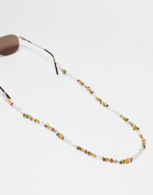 Cadena para gafas de sol multicolor con fragmentos de piedras de ASOS DESIGN 