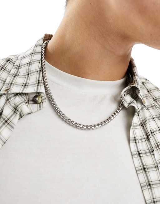 Cadena plateada con eslabones cuadrados de acero inoxidable resistente al agua de ASOS DESIGN