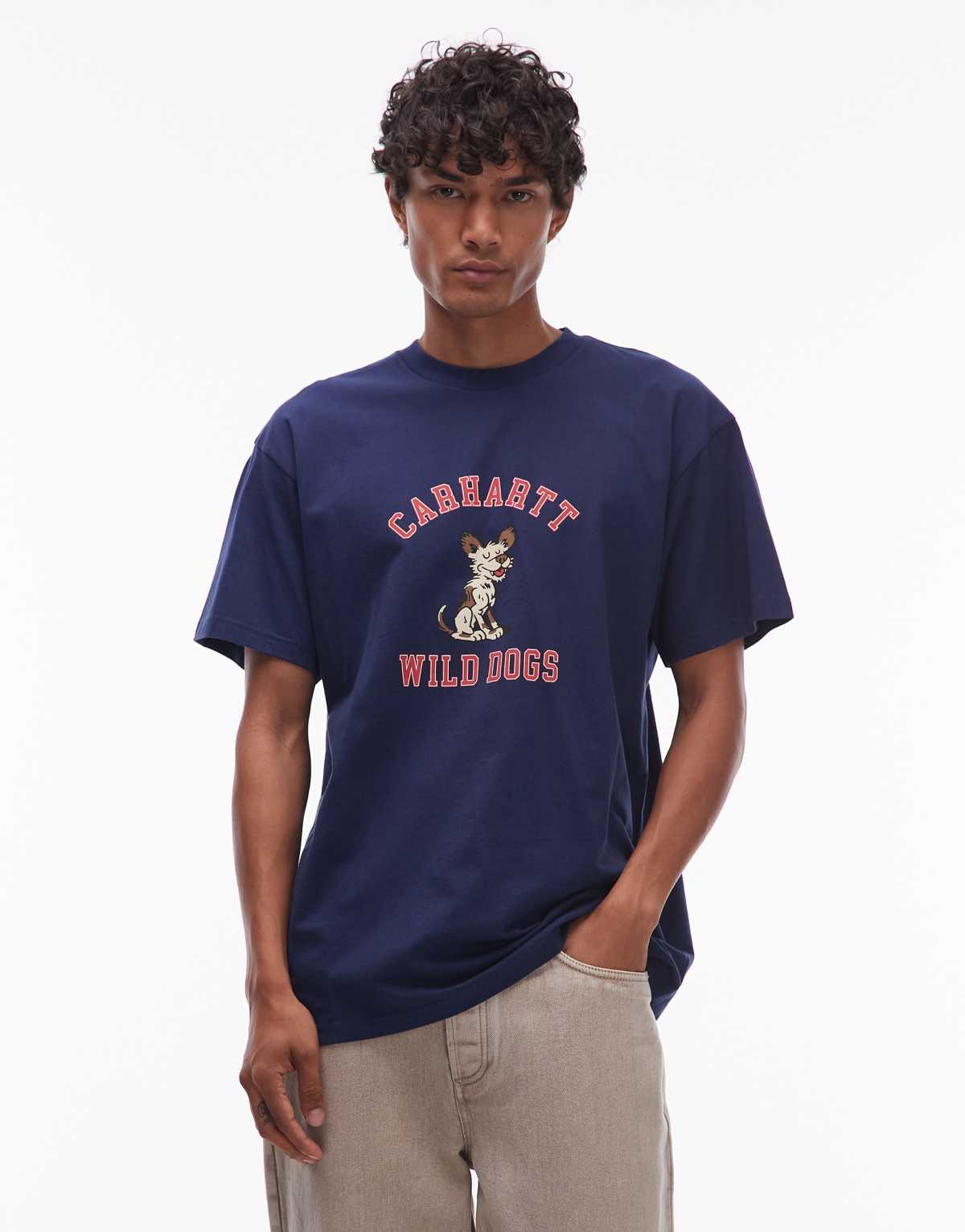 Cahrartt WIP wild dog loose fit t-shirt in navy