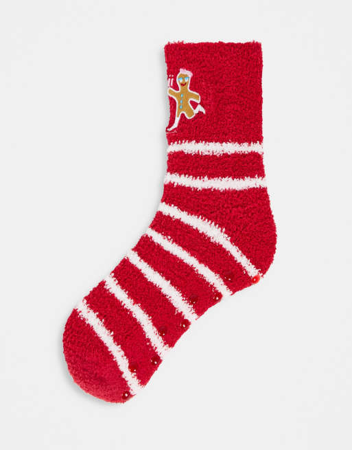 Caja de regalo de Navidad de calcetines suaves con diseño de muñeco de jengibre de Loungeable
