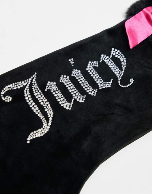 Calcetín navideño negro de velour de Juicy Couture, 2 de 3