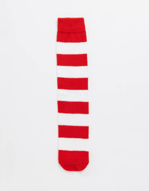 Calcetines a rayas rojas y blancas de estilo pantufla de ASOS DESIGN | ASOS