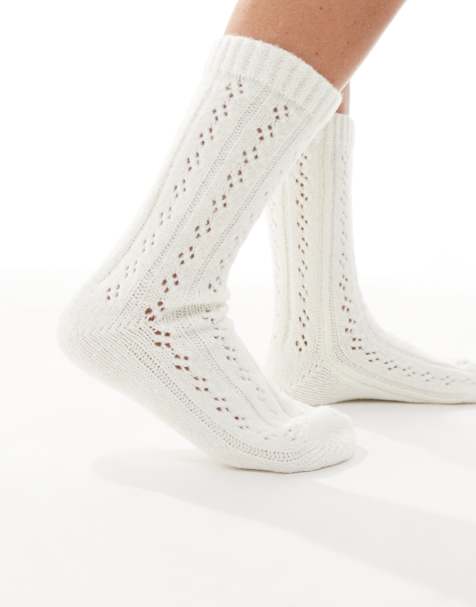Calcetines blancos abrigados de punto pointelle de Pieces - view 1