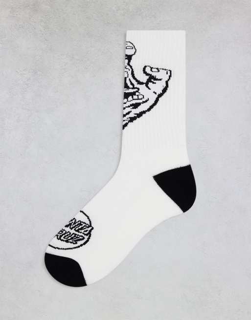 Calcetines blancos con diseño de mano gritando de Santa Cruz